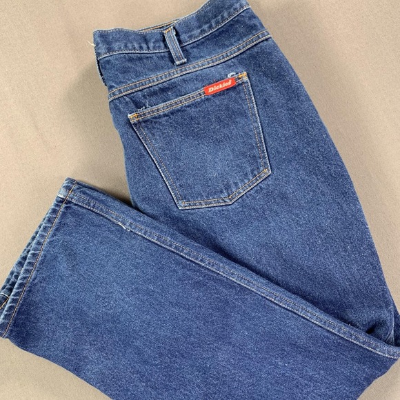 Dickies Jeans Mens 36x30 Blue Denim Straight Leg 5-Pocket Workwear Zip Fly - Picture 1 of 16